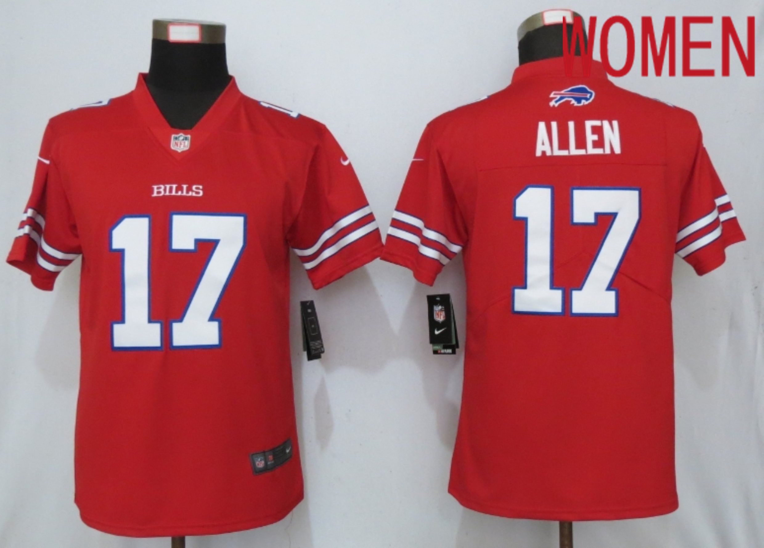 Women Buffalo Bills 17 Allen Navy Red Nike Color Rush Playe NFL Jerseys